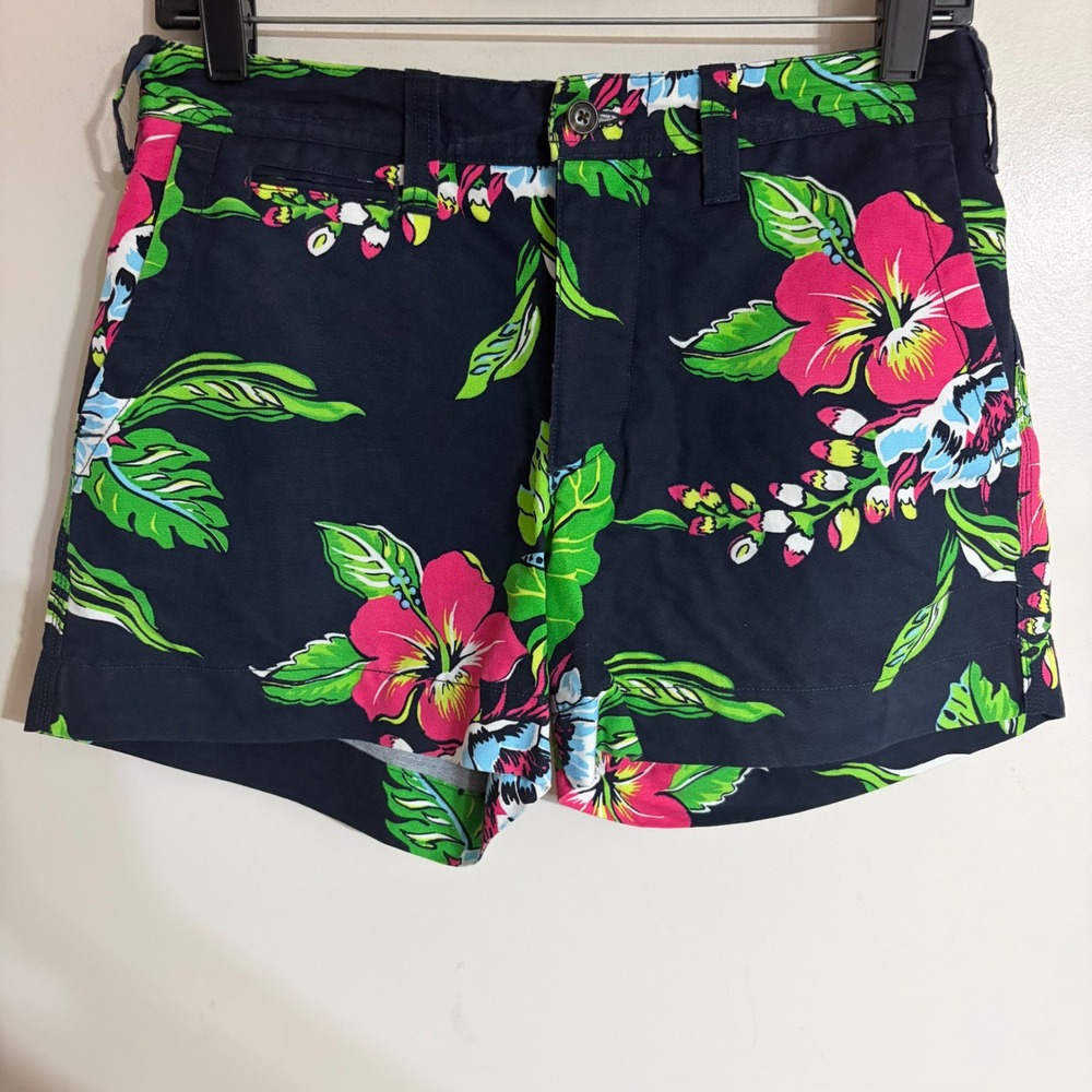 Polo Ralph Lauren Womens Navy Bright Hibiscus Floral Shorts Size 2 211603472002